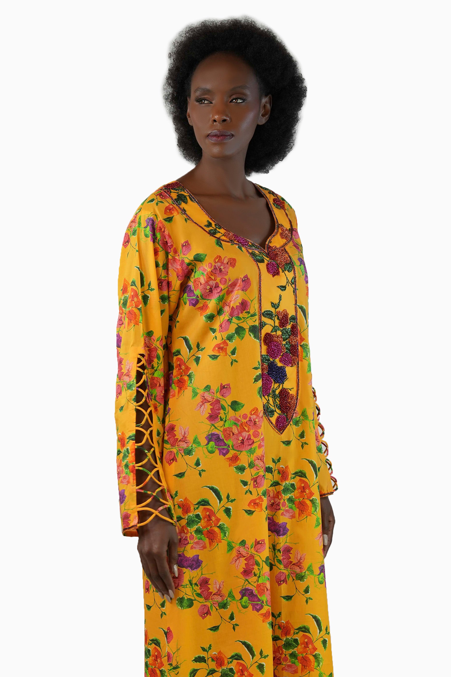 Flo Rosy - Printed Floral Kaftan Dress