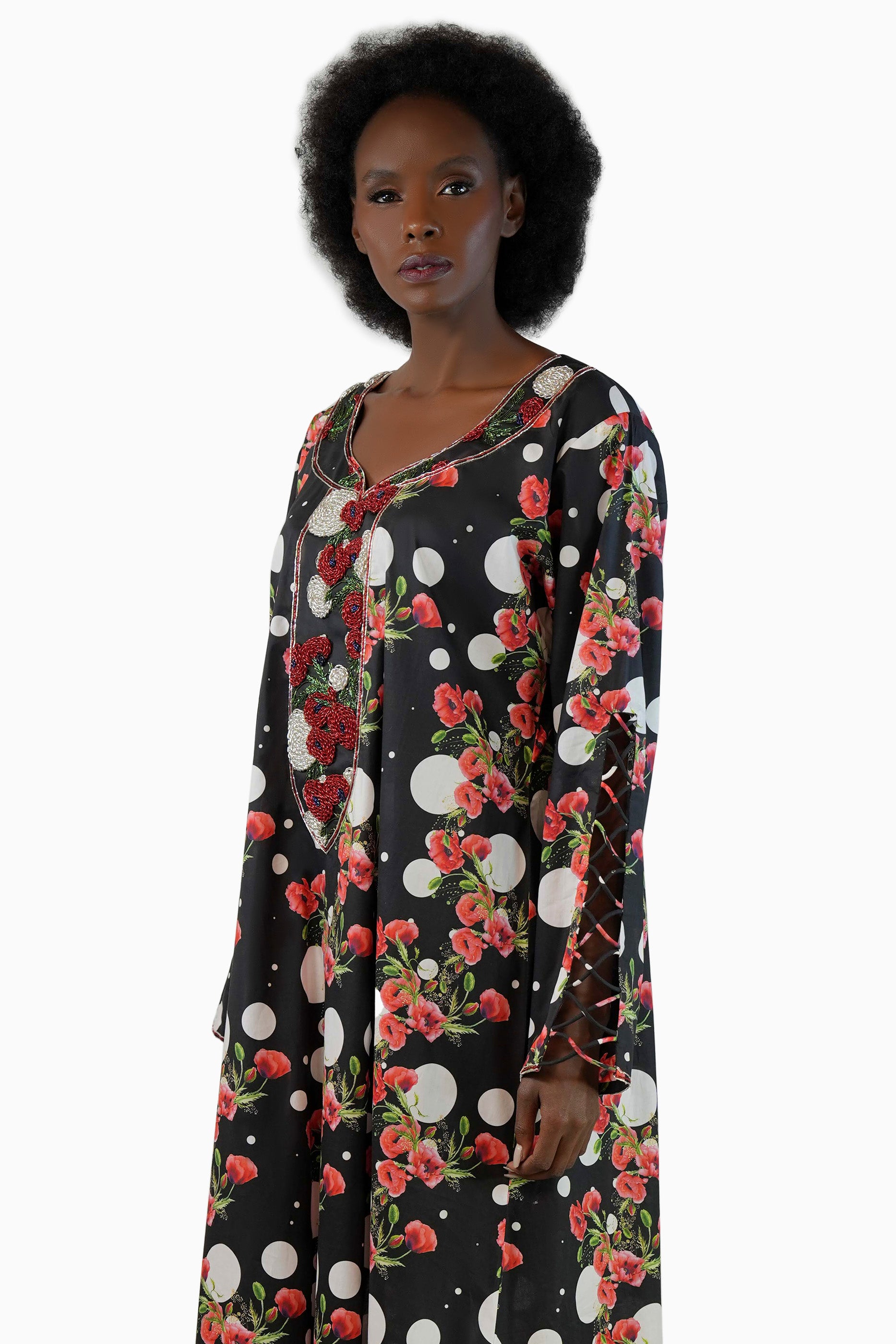 Flo Tar - Printed Floral Kaftan Dress