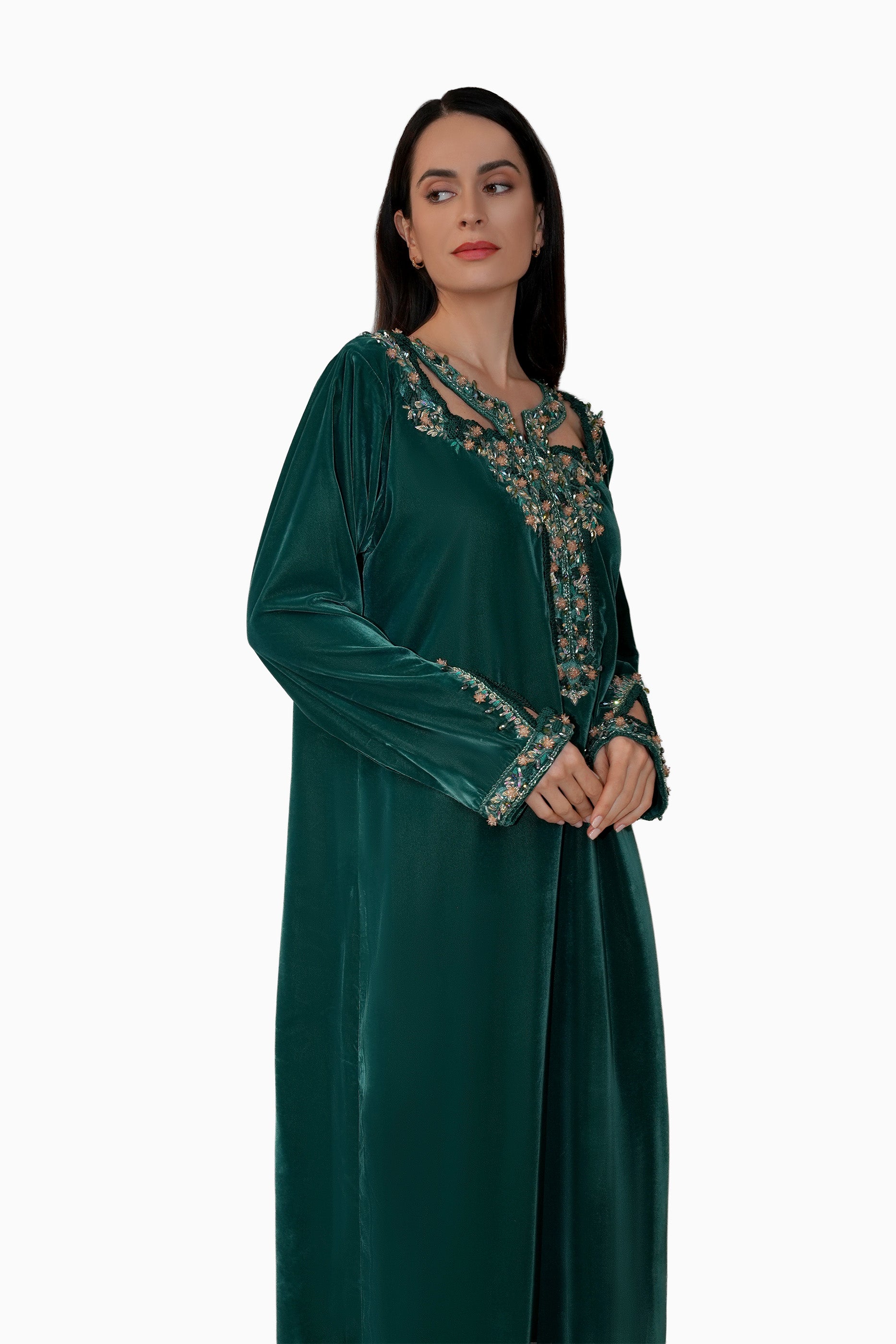 Hadiqa Green- Velvet Midnight Embroidery Floral Dress