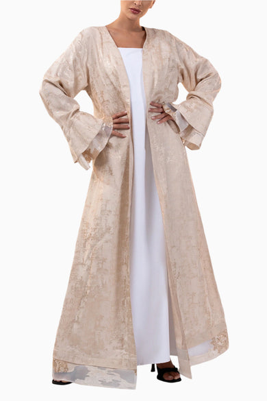 Juliette Cream - Poet Sleeves and Ruffled Tulle Occasion Abaya