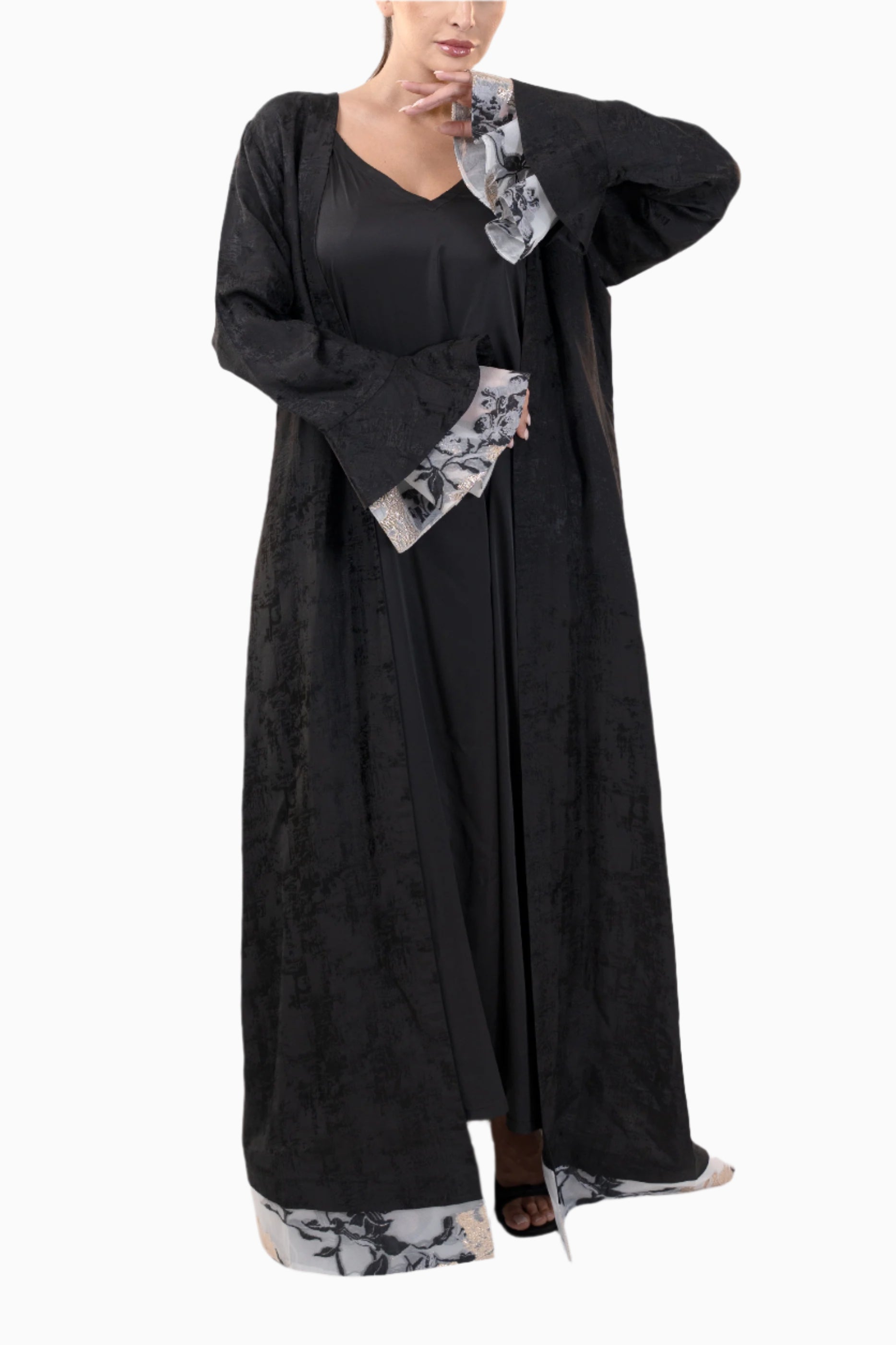 Juliette Tar - Poet Sleeves and Ruffled Tulle Occasion Abaya