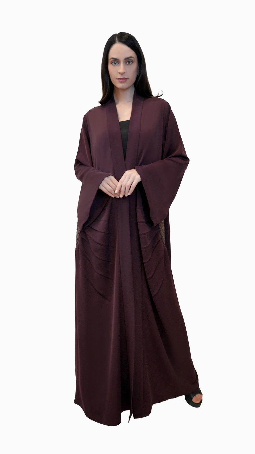 Lara Autumn - Minimalist Abaya with Fan Embroidery and Tassels