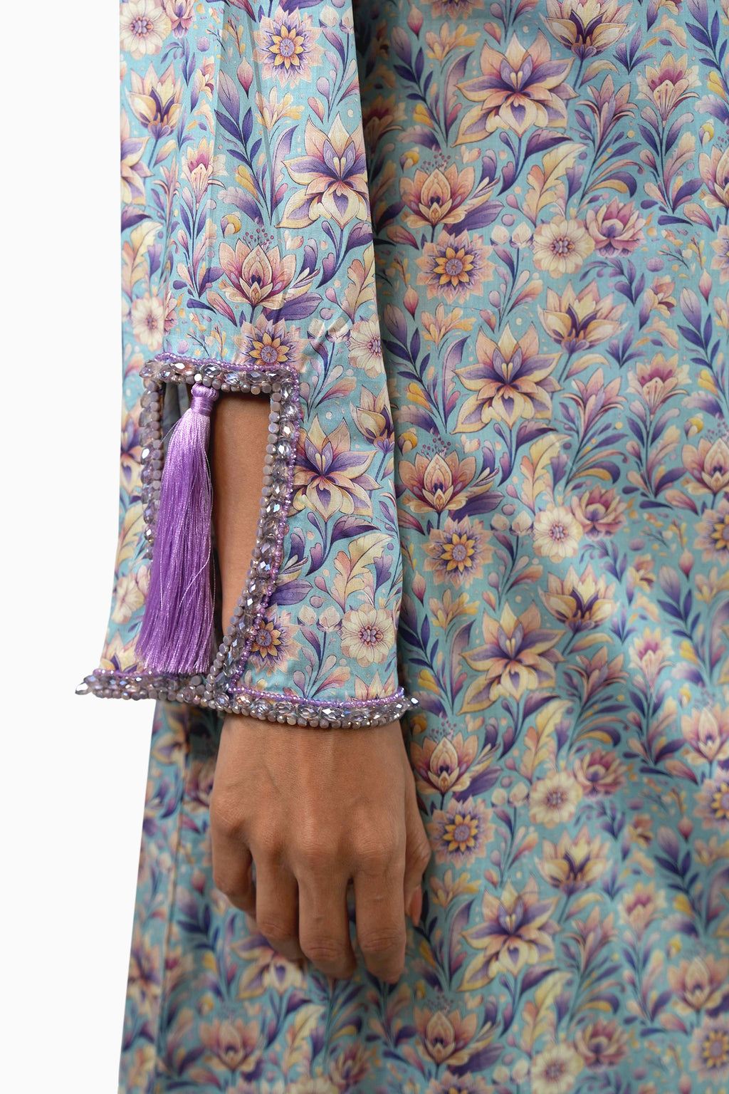 Lola Sky - Floral Printed Kaftan with tassels