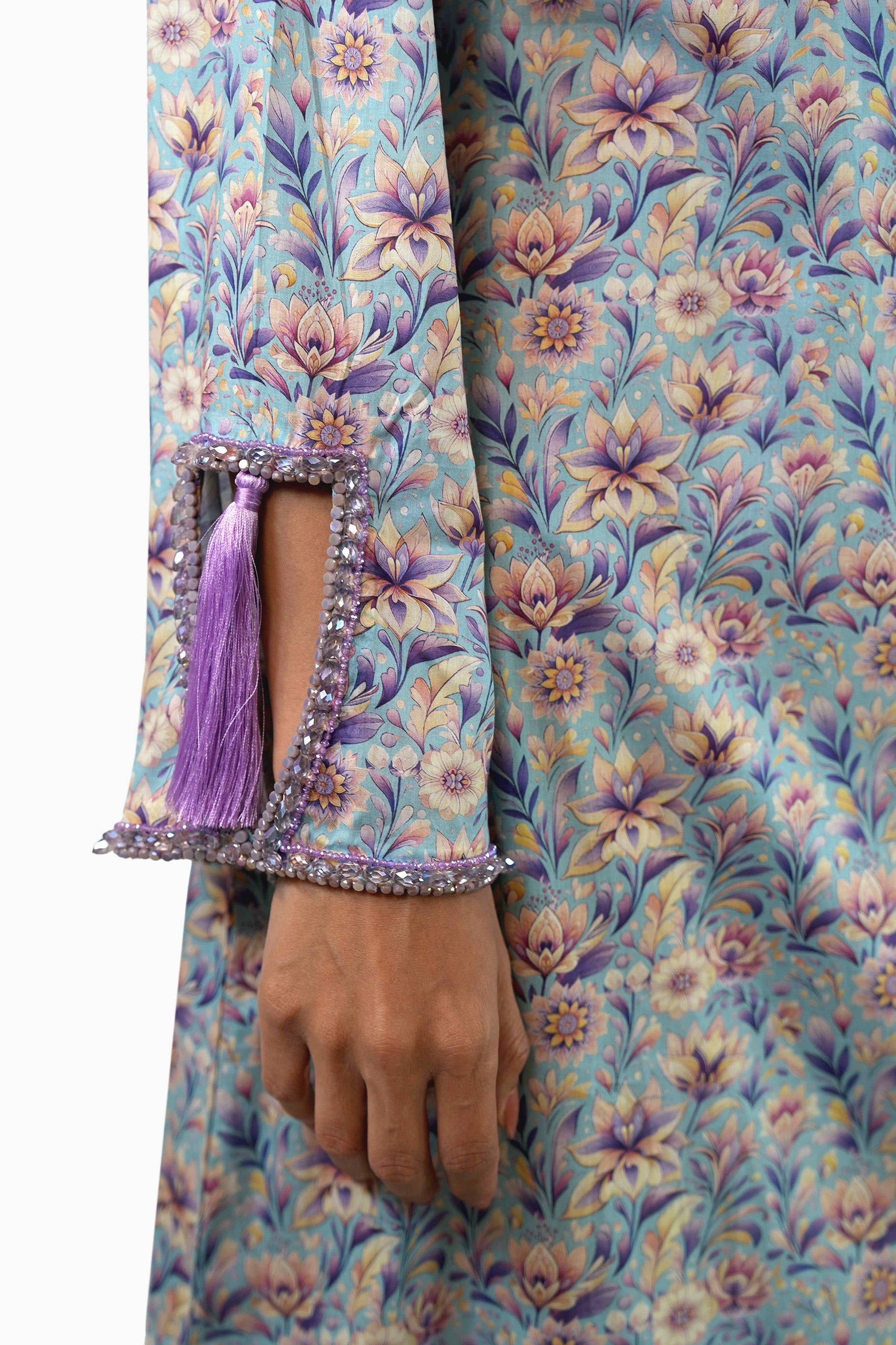 Lola Sky - Floral Printed Kaftan with tassels