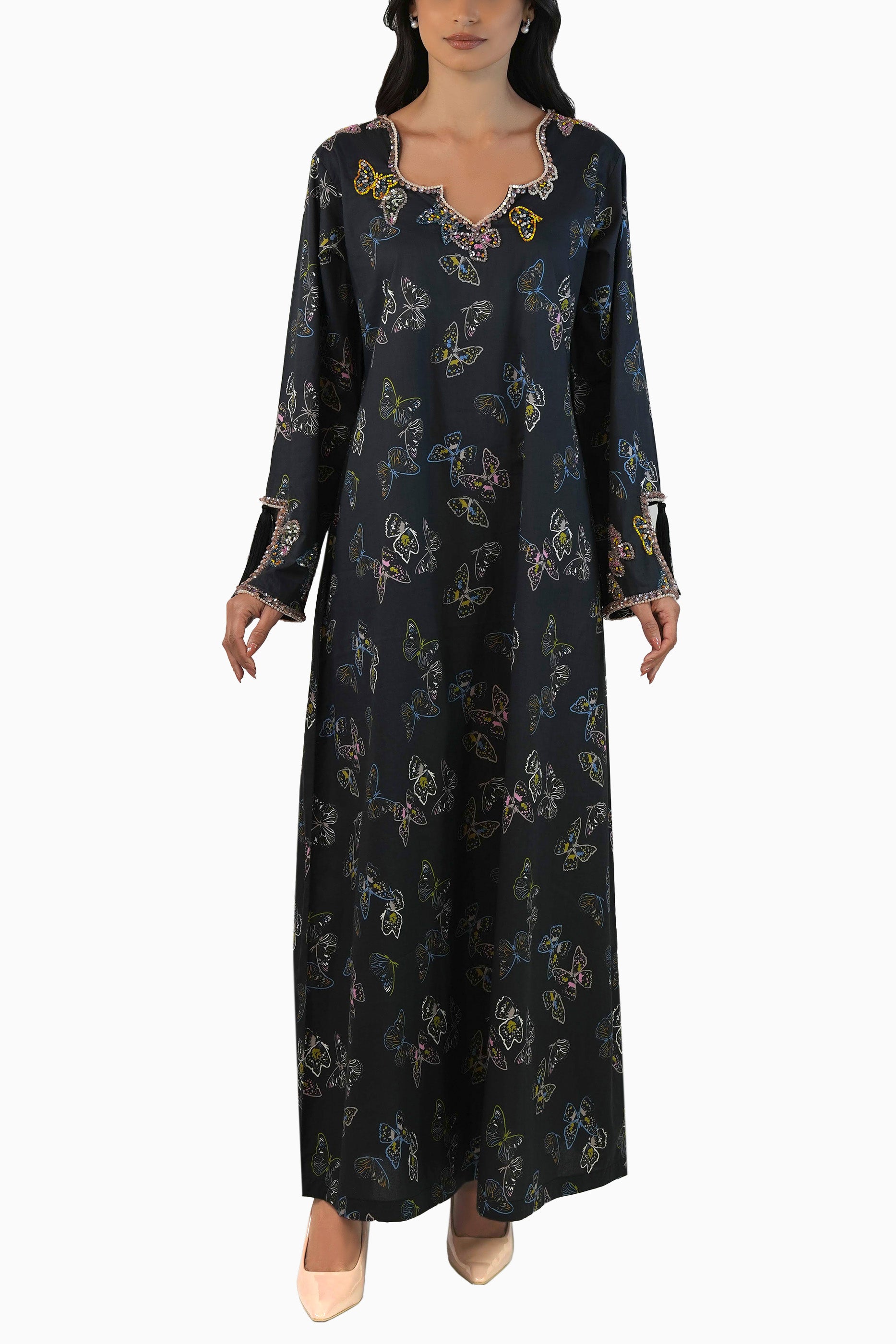 Lola Tar - Floral Printed Kaftan with tassels