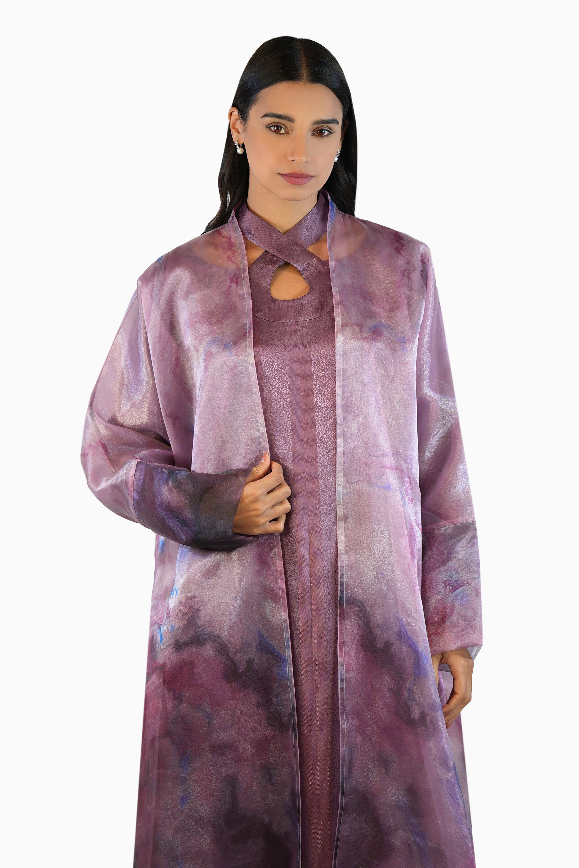 Maisa Blush - Sheer Organza Kaftan Set