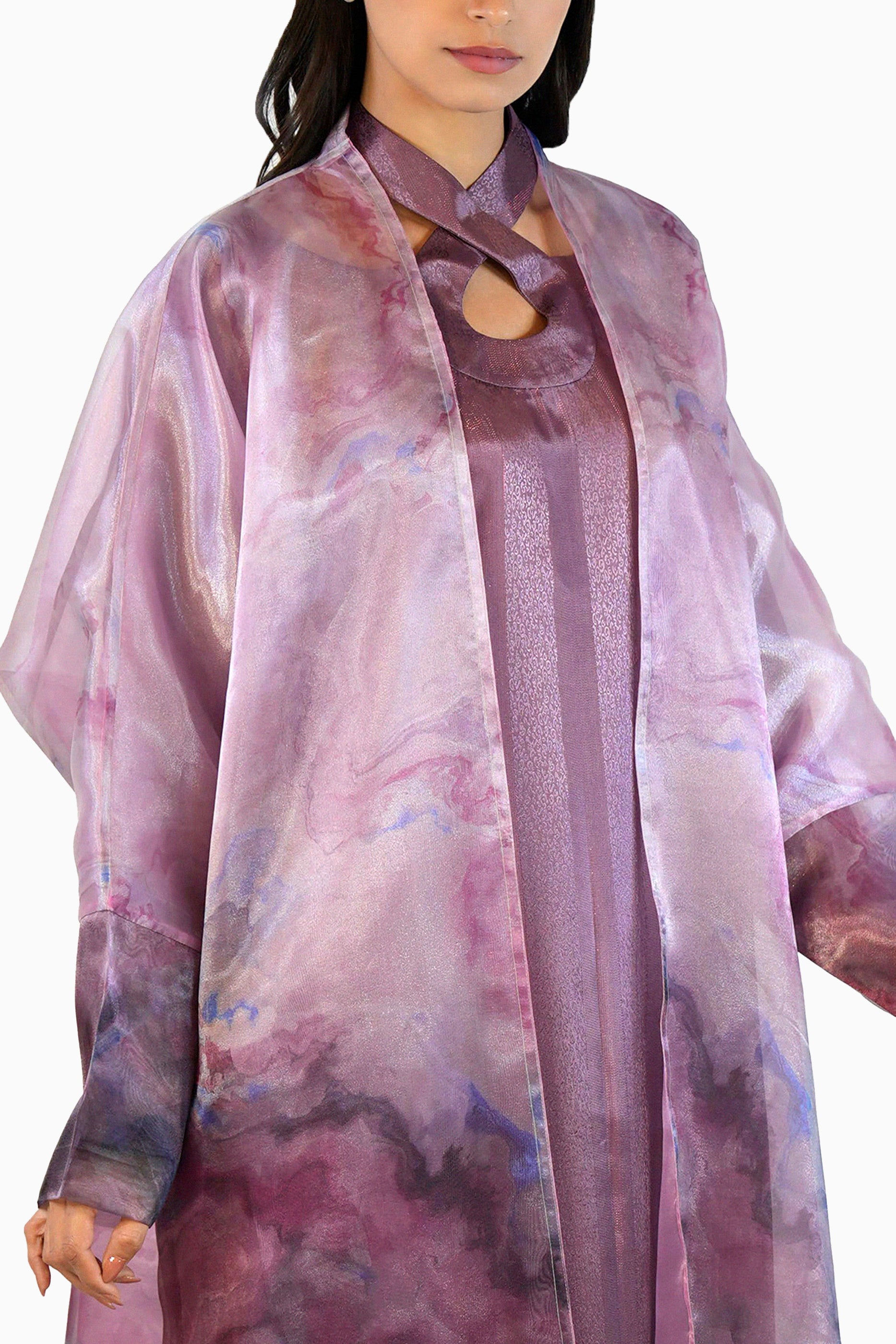 Maisa Blush - Sheer Organza Kaftan Set