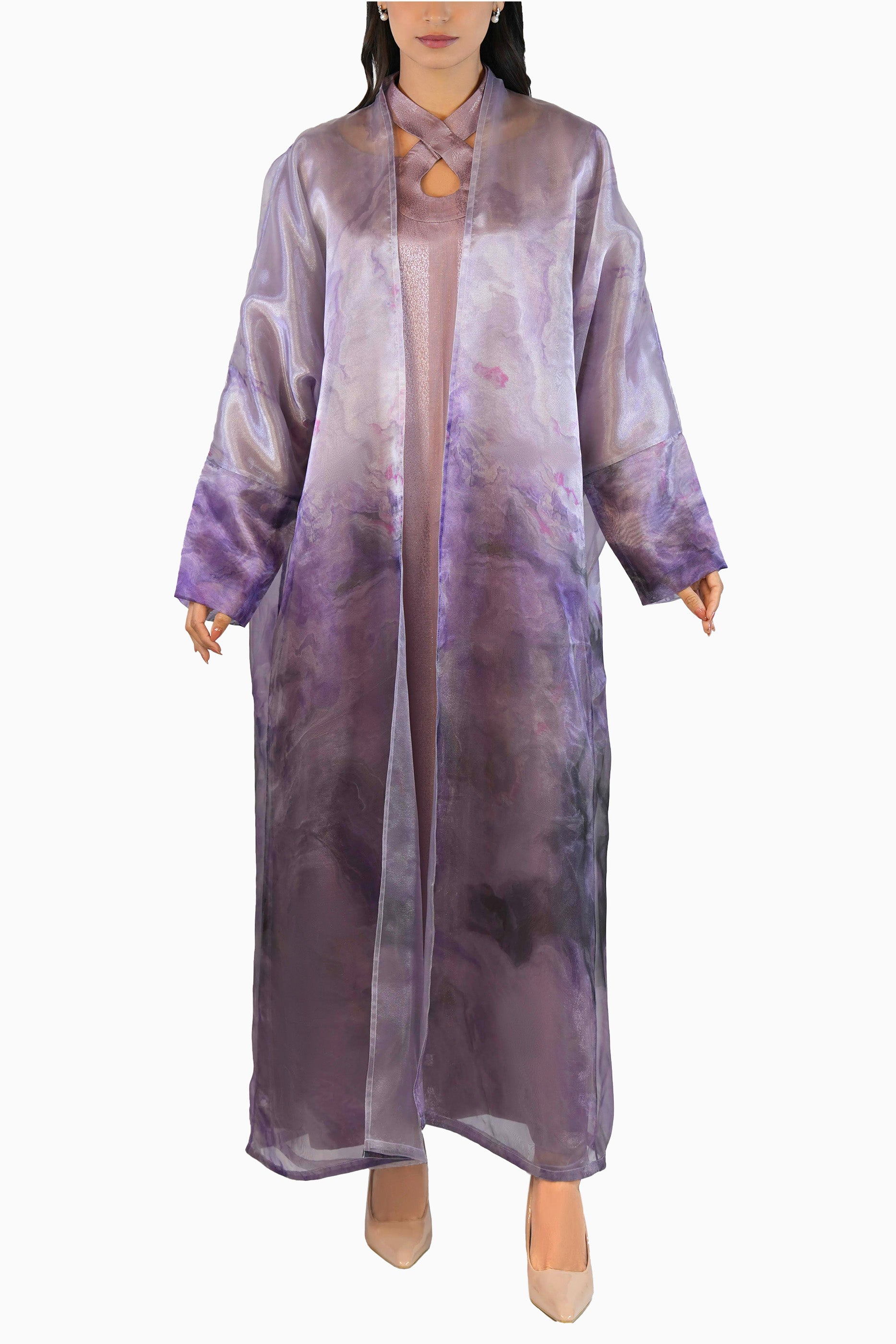 Maisa Lilac - Sheer Organza Kaftan Set