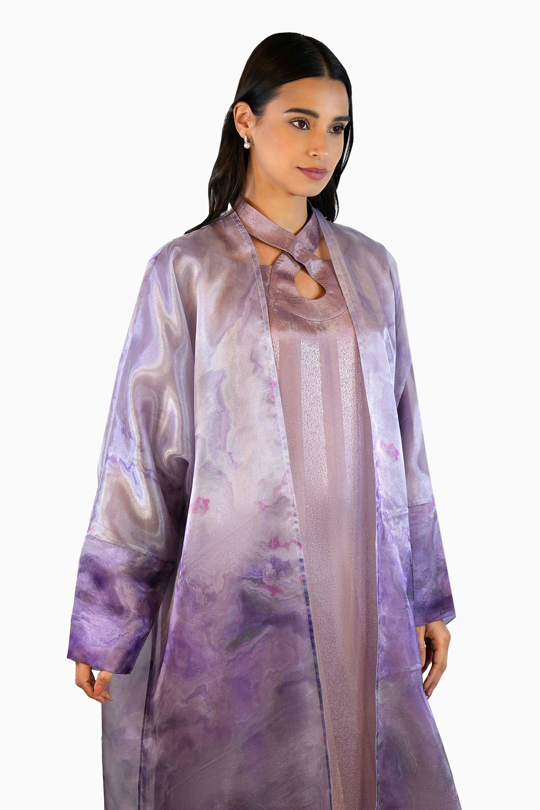 Maisa Lilac - Sheer Organza Kaftan Set