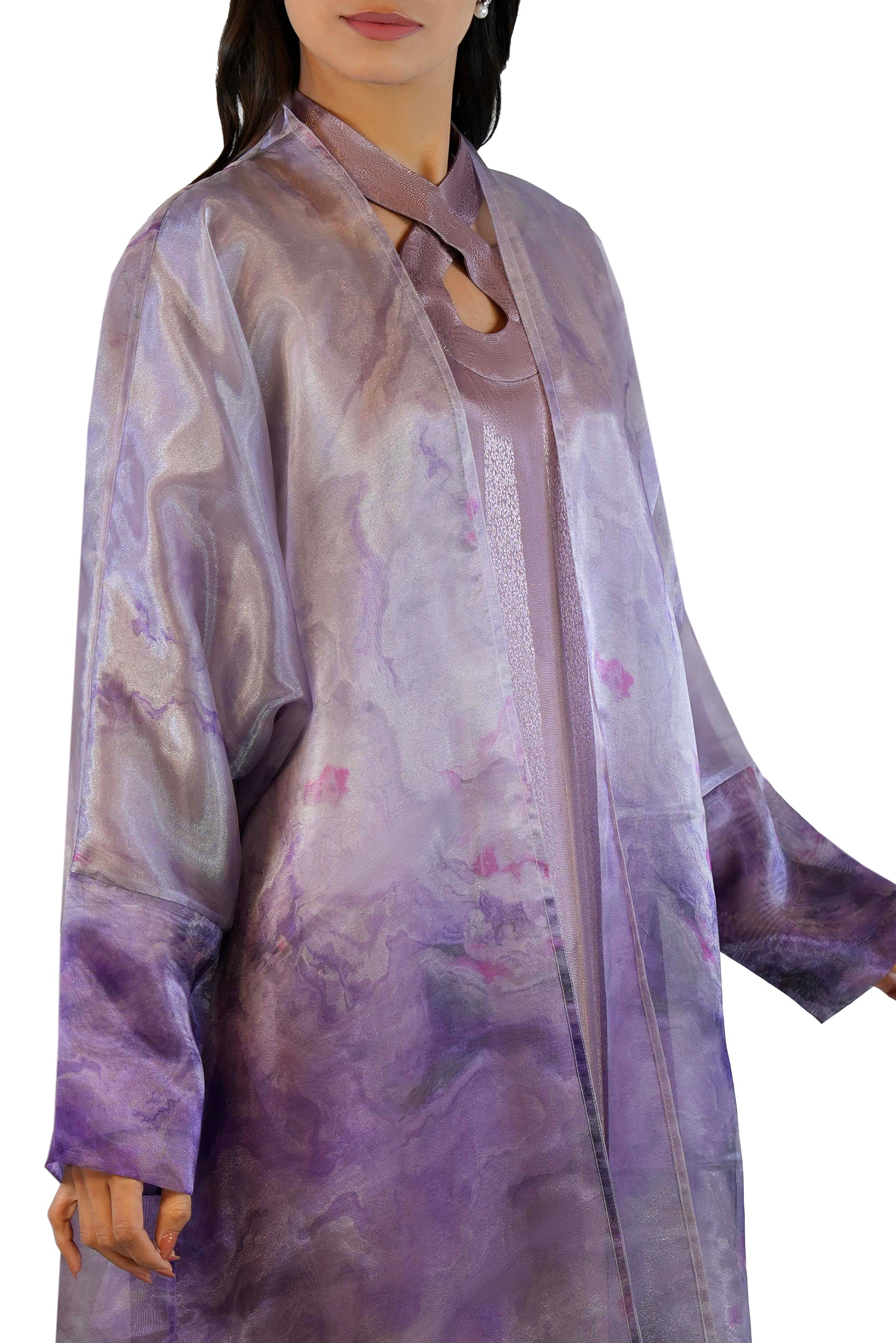 Maisa Lilac - Sheer Organza Kaftan Set