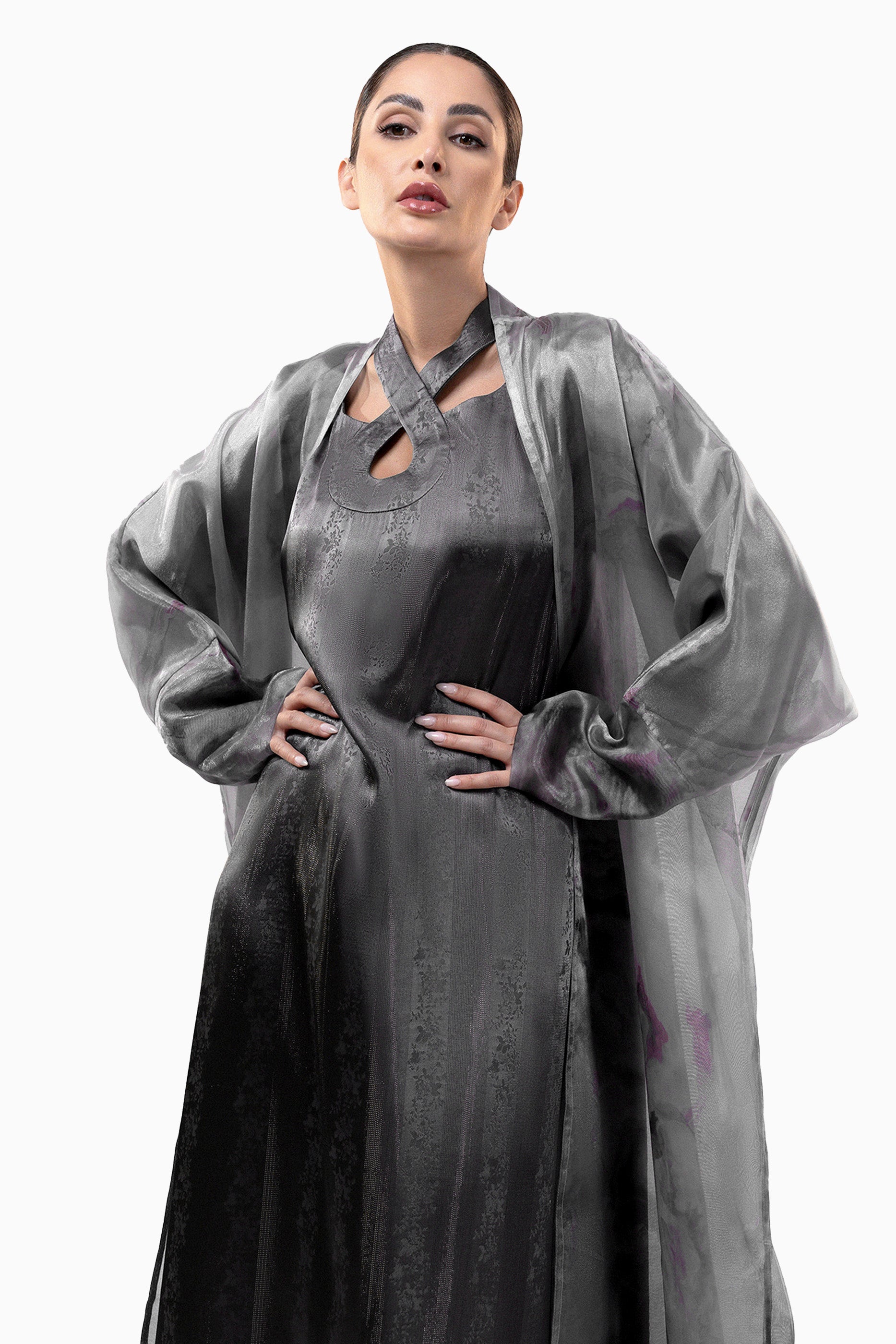 Maisa Tar - Sheer Organza Kaftan Set