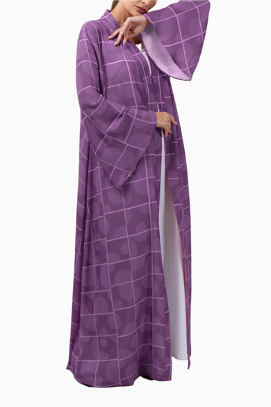 Orb Plum Printed Abaya