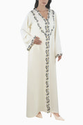Sabah Cream - Floral Lace Abaya Set