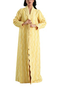 Sama Yellow - Collared Floral Lace Scallop Abaya with Matching Shella