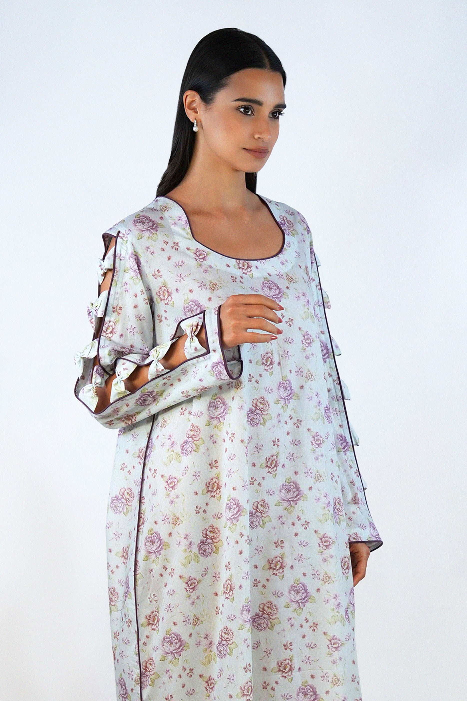 Tinty - Printed Floral Kaftan Dress