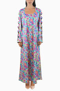 Violet - Printed Floral Kaftan Dress