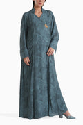Visteria Sky - Mandarin Collar Printed Abaya